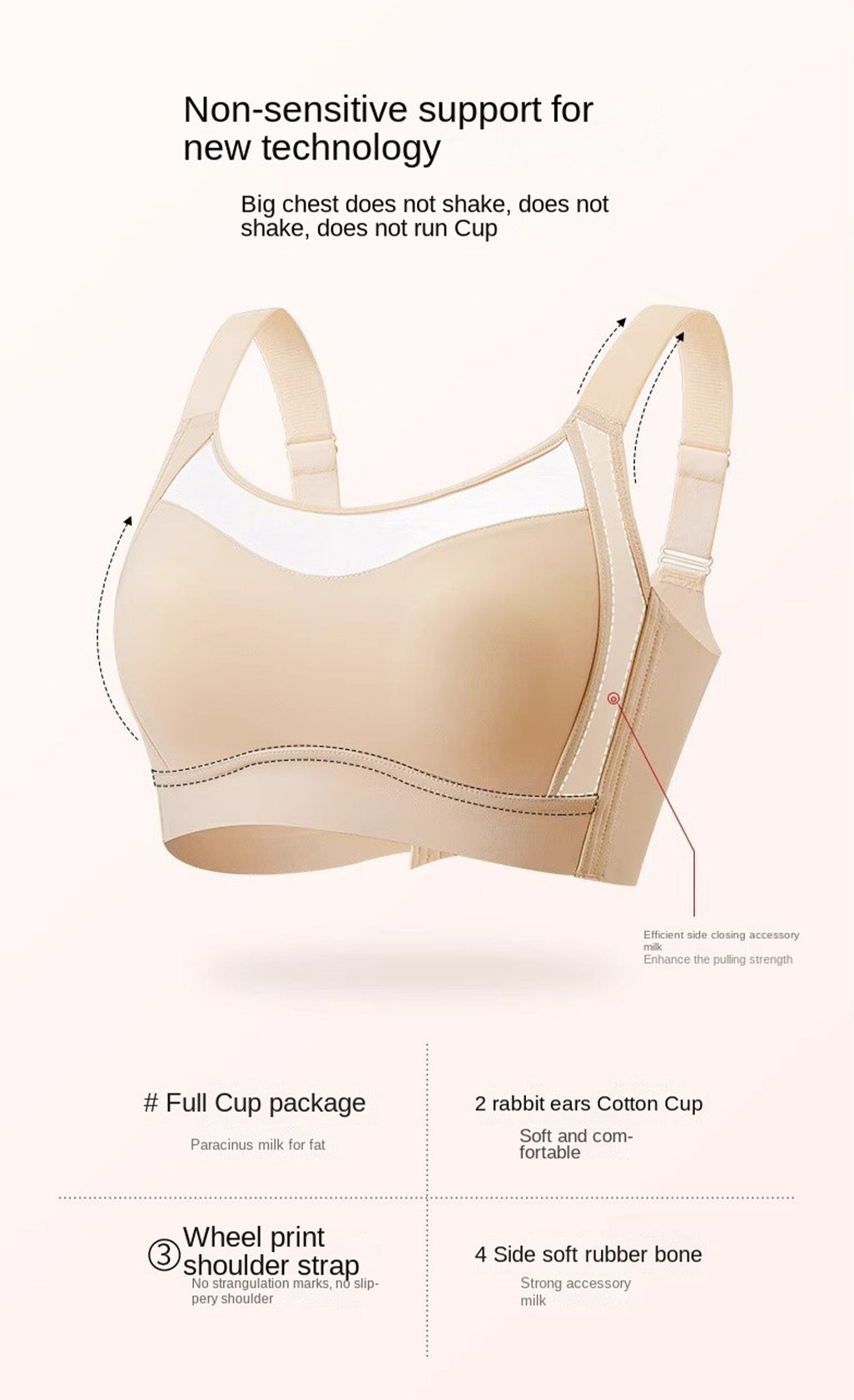 Breathable Mesh Back Full Coverage Wireless Bra Up to E cup