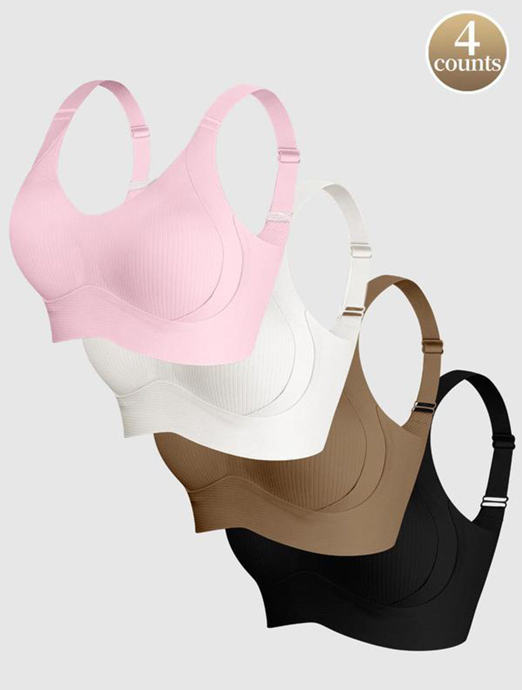 Cloud Soft Seamless Wireless Bra (4-Pack)