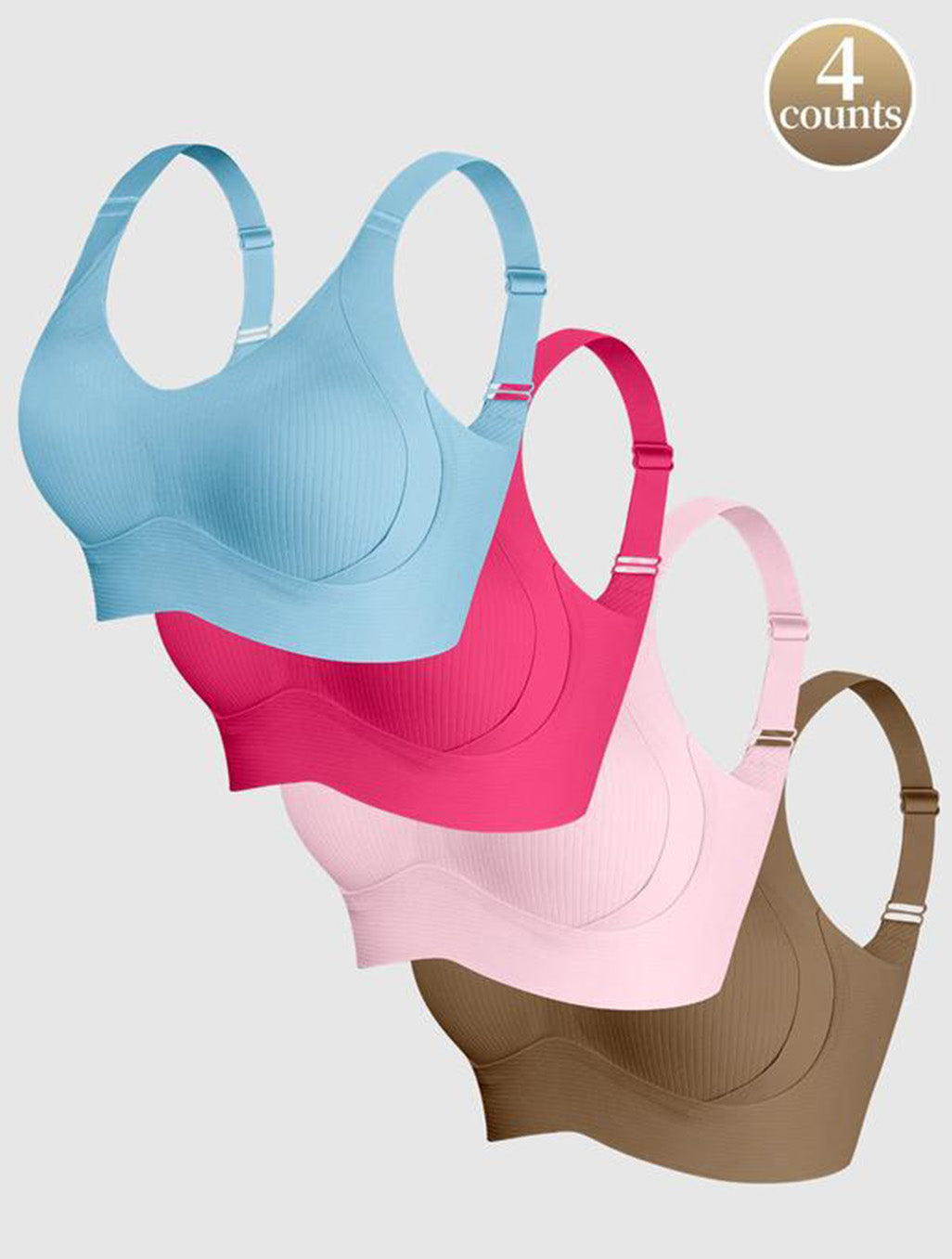 Cloud Soft Seamless Wireless Bra (4-Pack)
