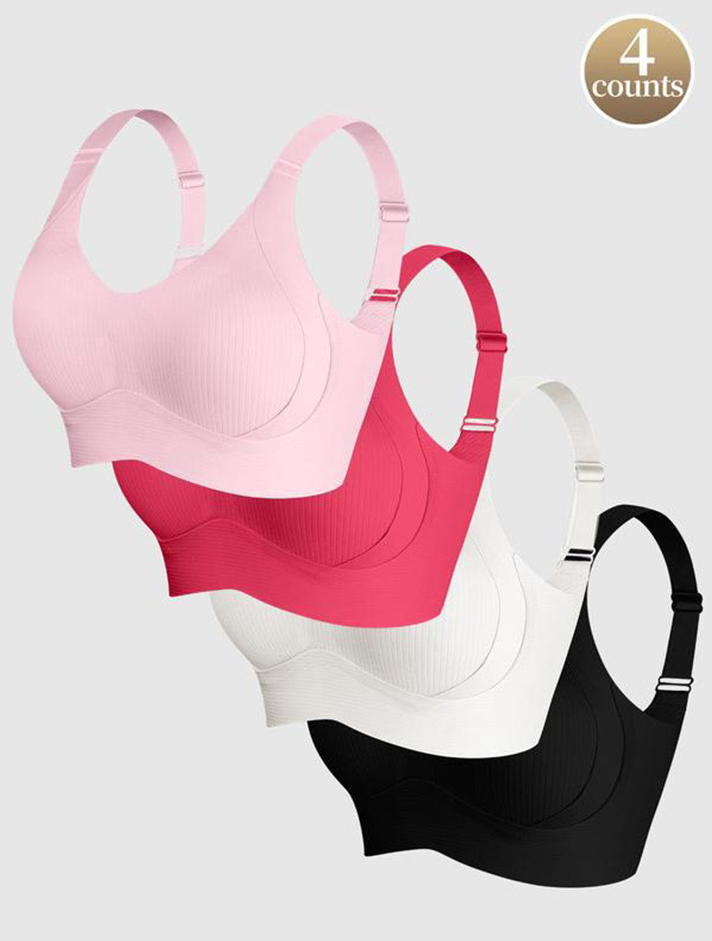 Cloud Soft Seamless Wireless Bra (4-Pack)