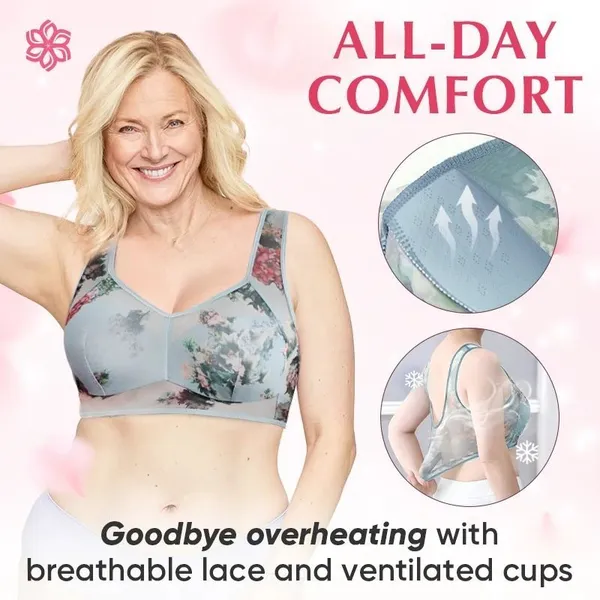 Floral Mesh Light-Lift Wireless Bra
