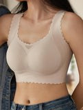 Scalloped Mesh Wireless Bra with Support Up to DD Cup