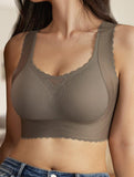 Scalloped Mesh Wireless Bra with Support Up to DD Cup